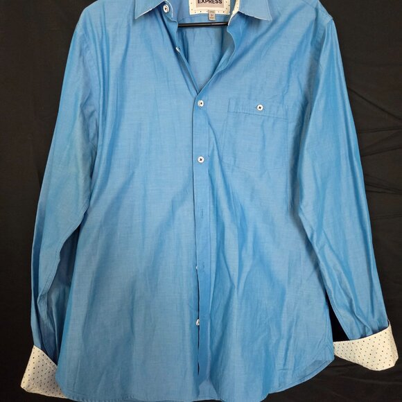 Express Designer Shirt With Graphic Cuffs Size Large - Picture 2 of 7